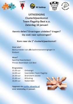 Uitnodiging Clusterbijeenkomst Team Flagship Best e.o.